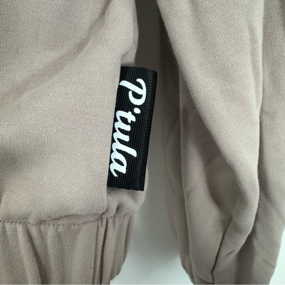 P’tula Mara Scrunch Crop Sweatshirt Beige Tan Size Large - Picture 4 of 10